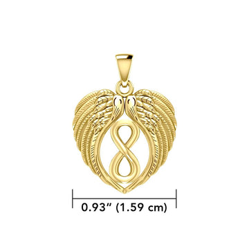 Feel the Tranquil in Angels Wings Solid Gold Pendant with Infinity GPD5479 - Jewelry